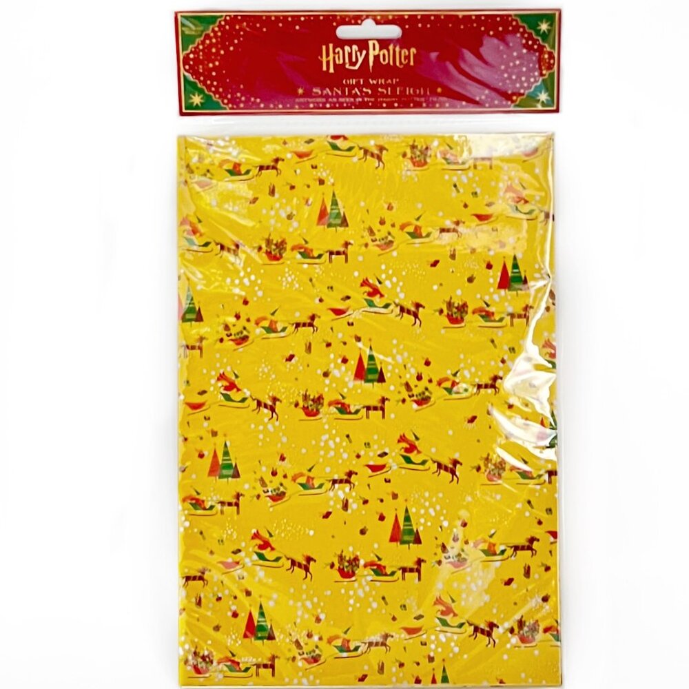 New Sealed MinaLima Harry Potter Santa's Sleigh Christmas Gift Wrap 2 Sheets